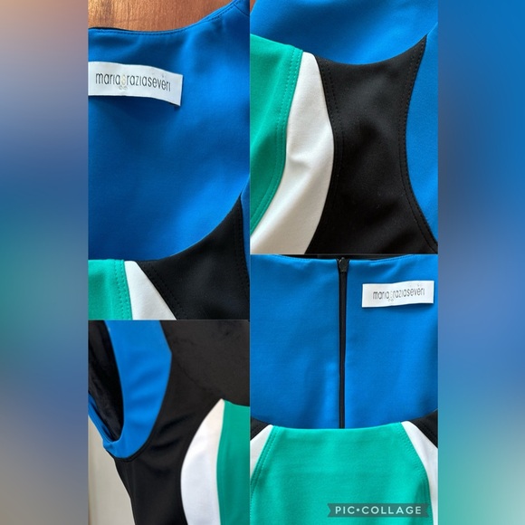 MARIA GRAZIA SEVERI Midi Dress color-blocked FITTED Women size 44 Italy - Picture 2 of 15
